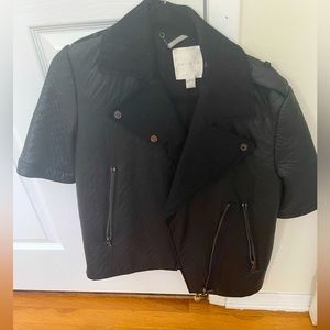Leather short sleeve jacket